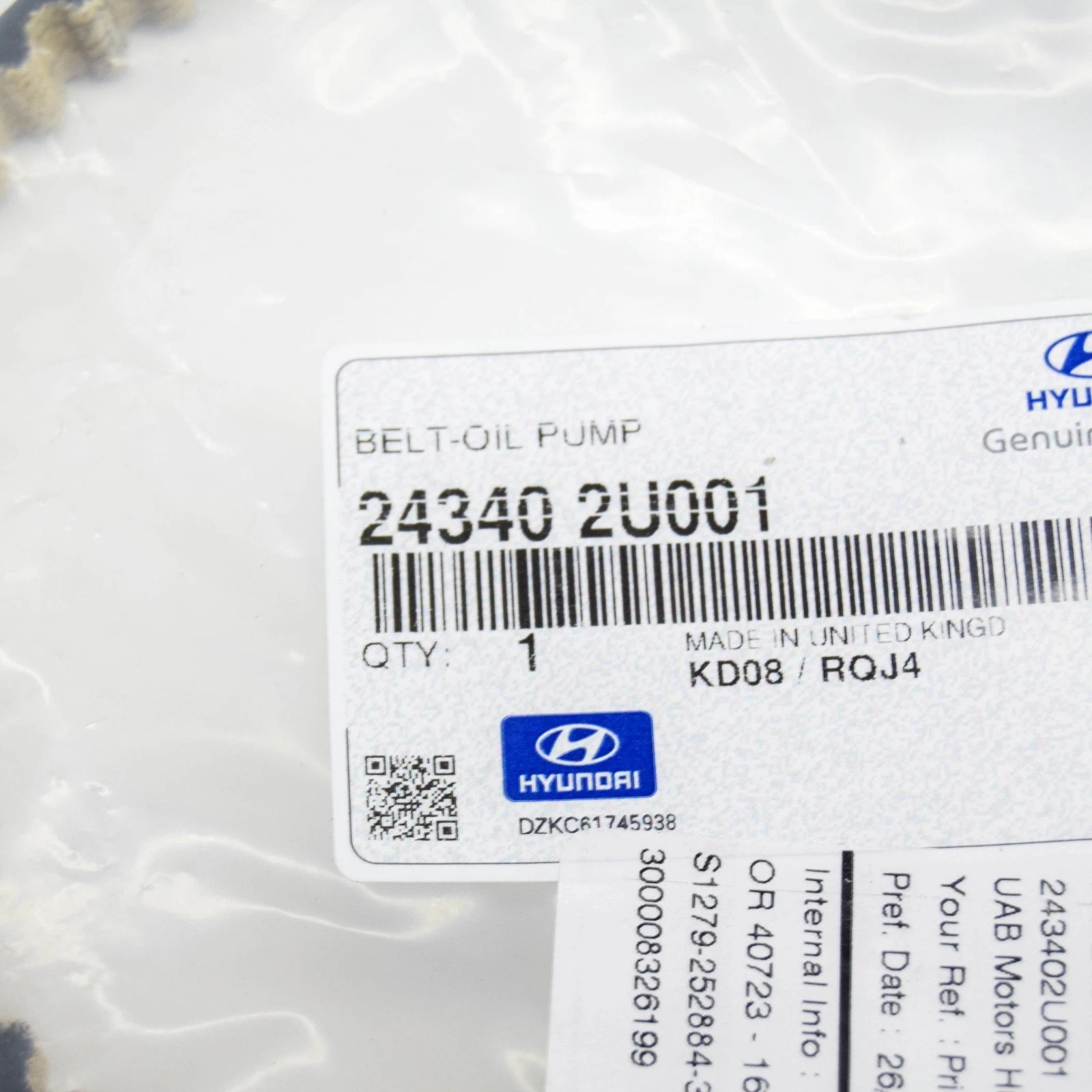 Hyundai Kia 1.6 CRDi Yağ Pompa Kayışı Orijinal MOBIS – 24340-2U001
